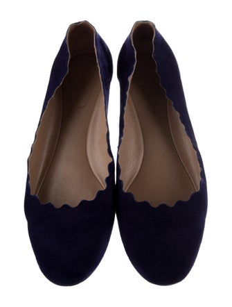Chloé Suede Scalloped Accent Ballet Flats