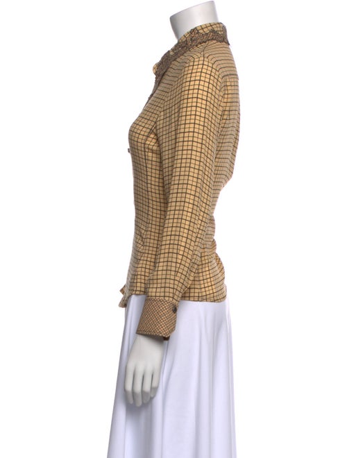 Chloé Silk Plaid Print Button-Up Top