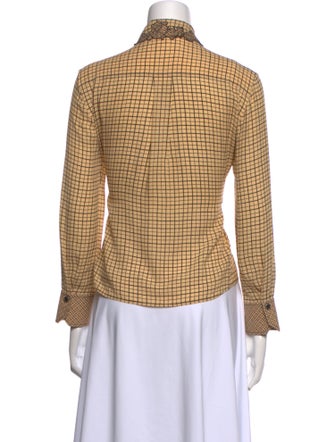 Chloé Silk Plaid Print Button-Up Top