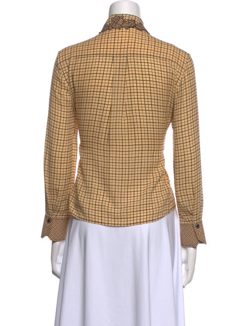 Chloé Silk Plaid Print Button-Up Top