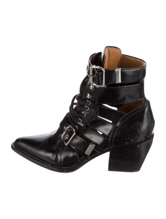 Chloé Leather Cutout Accent Lace-Up Boots
