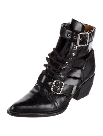 Chloé Leather Cutout Accent Lace-Up Boots