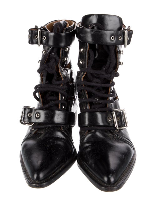 Chloé Leather Cutout Accent Lace-Up Boots
