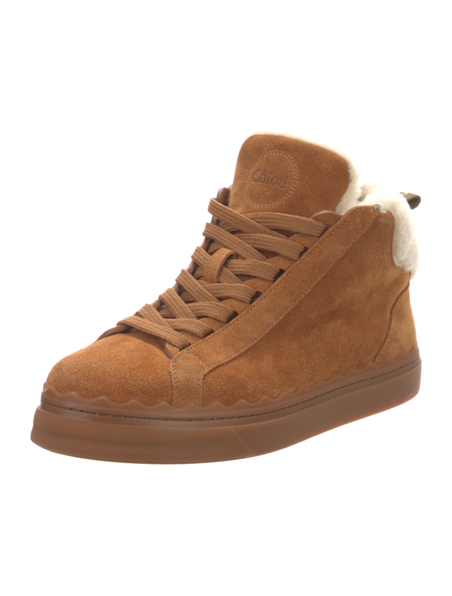 Chloé Suede Scalloped Accent Sneakers