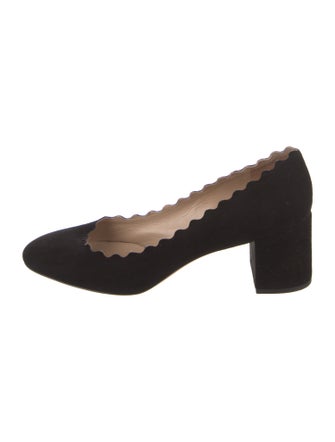 Chloé Suede Scalloped Accent Pumps