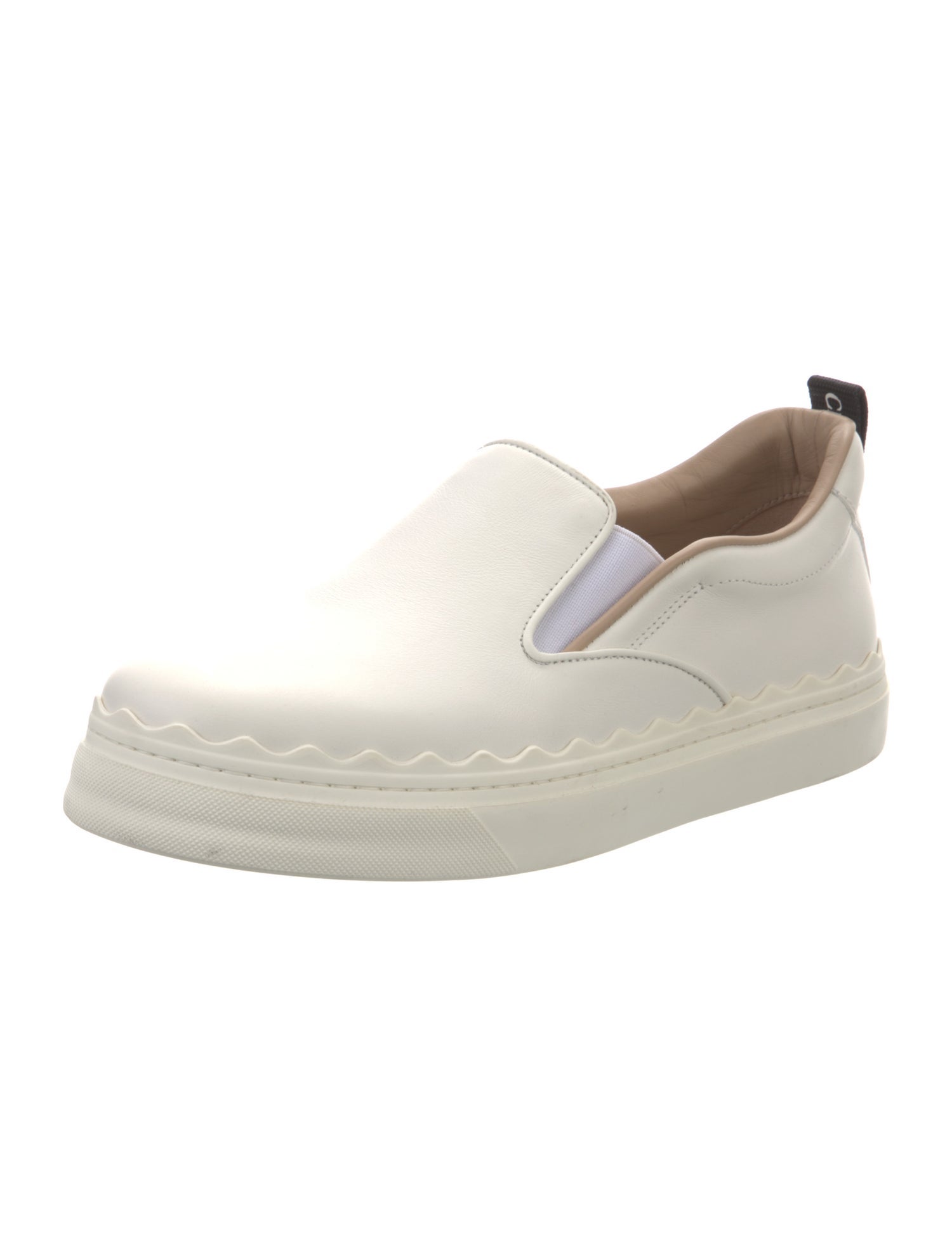 Chloé Leather Scalloped Accent Sneakers