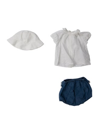 Chloé infant girls; white top and blue shorts