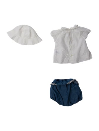 Chloé infant girls; white top and blue shorts