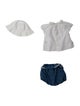 Chloé infant girls; white top and blue shorts