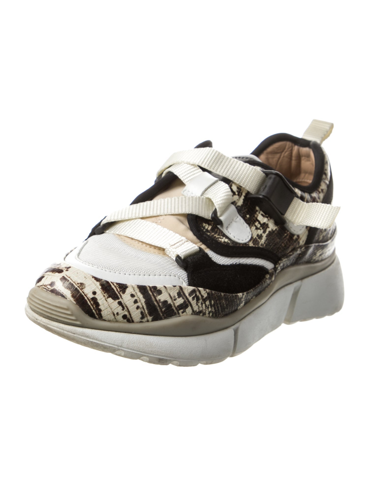 Chloé Leather Colorblock Pattern Sneakers