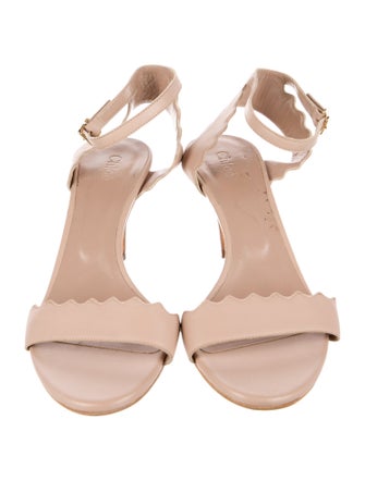 Chloé Leather Scalloped Accent Slingback Sandals