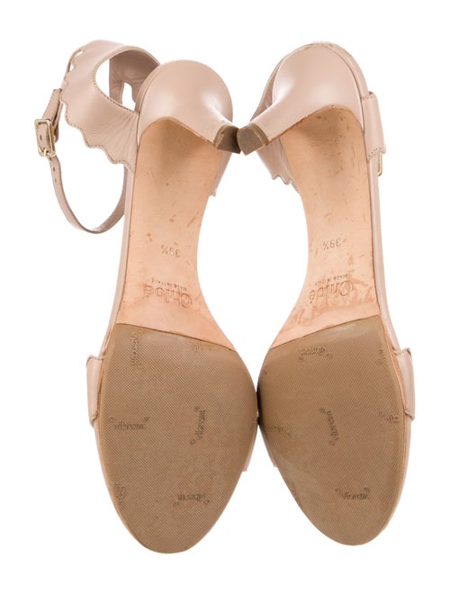 Chloé Leather Scalloped Accent Slingback Sandals