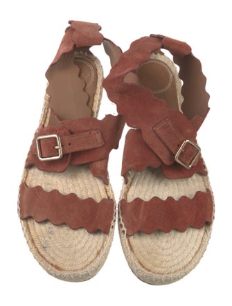 Chloé Suede Whipstitch Trim Espadrilles