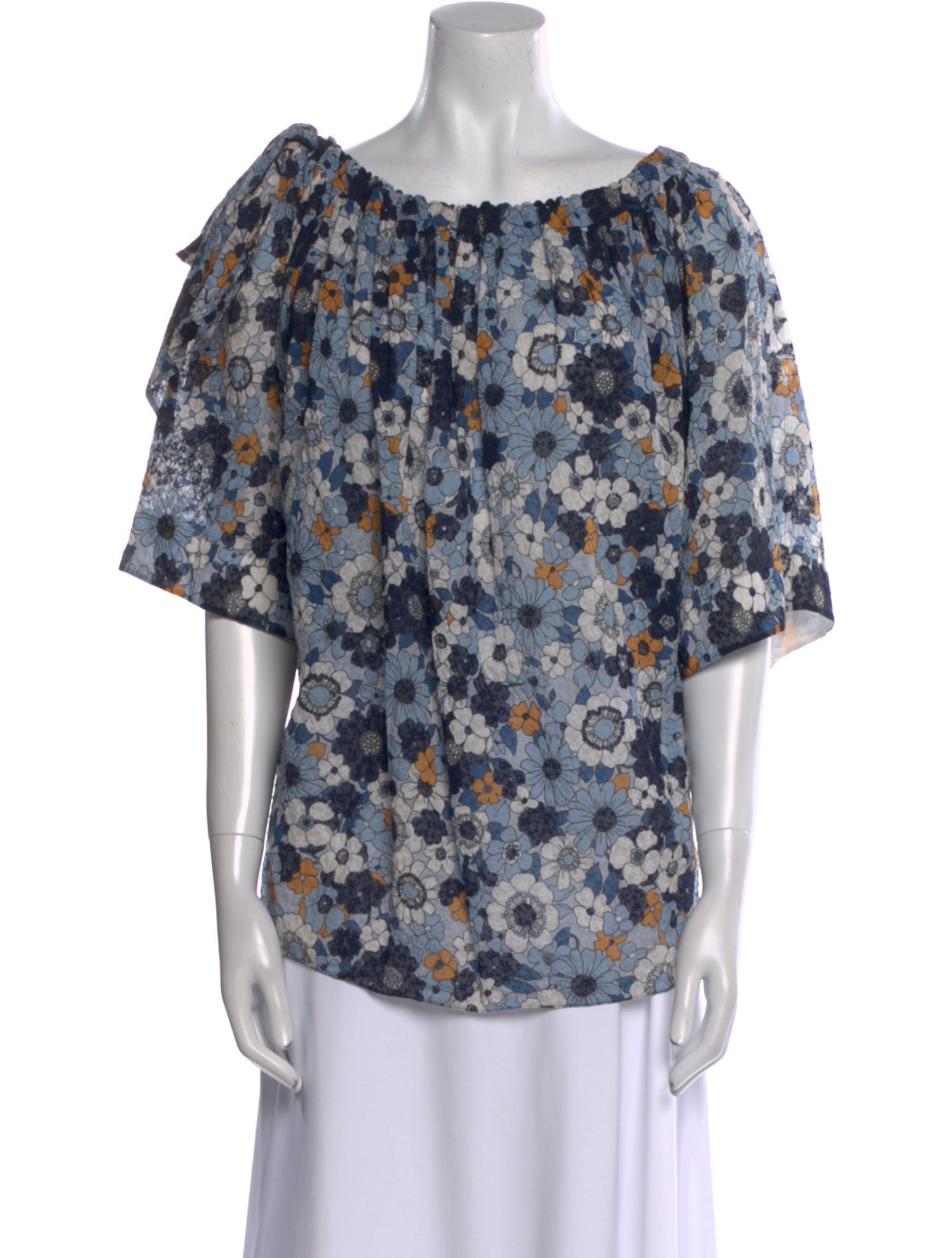 Chloé Floral Print Bateau Neckline Blouse