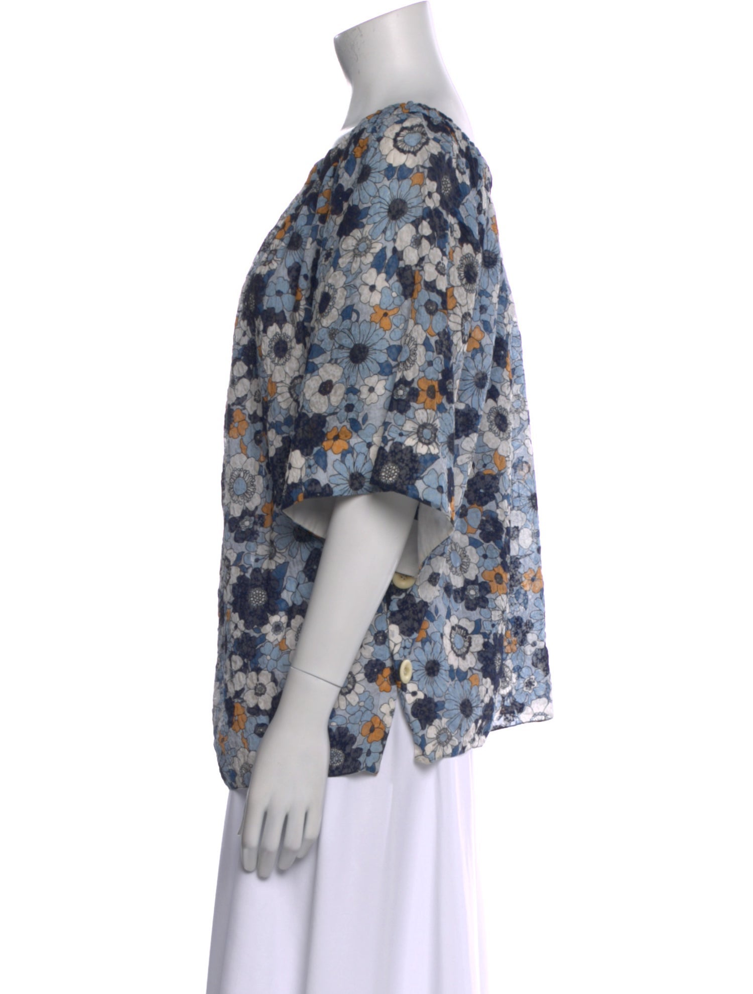 Chloé Floral Print Bateau Neckline Blouse