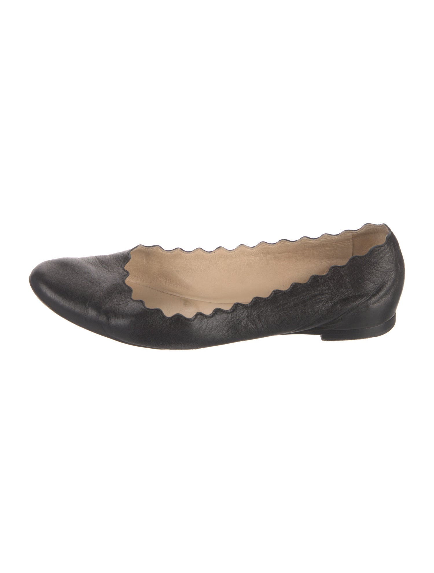 Chloé Leather Scalloped Accent Ballet Flats