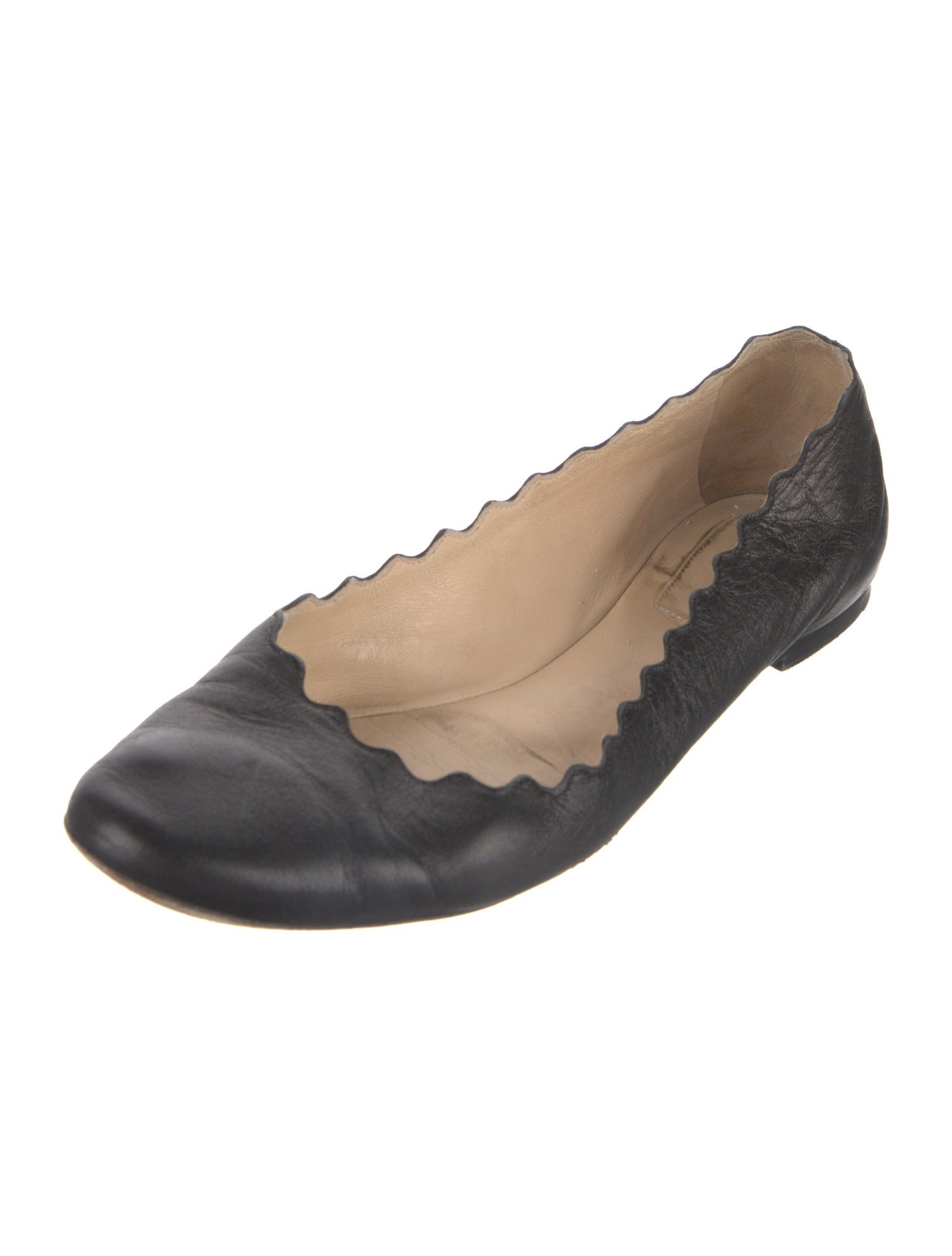 Chloé Leather Scalloped Accent Ballet Flats