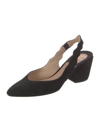 Chloé Suede Scalloped Accent Slingback Pumps