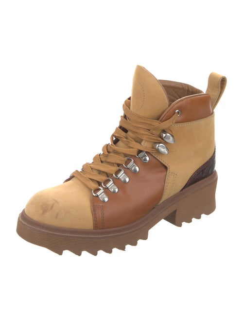 Chloé Suede Colorblock Pattern Lace-Up Boots