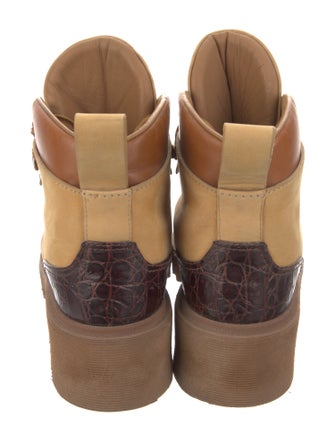 Chloé Suede Colorblock Pattern Lace-Up Boots