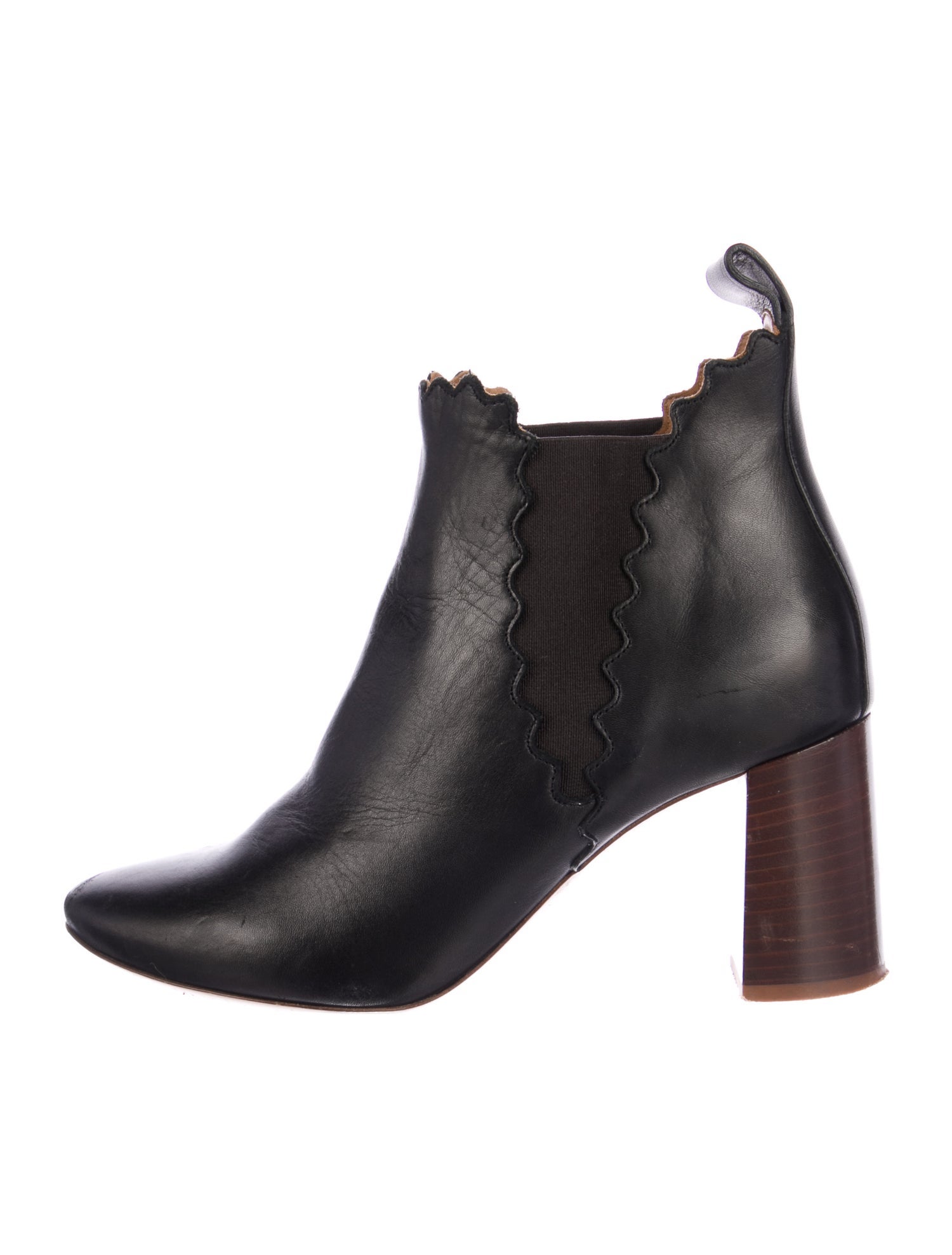 Chloé Leather Scalloped Accent Chelsea Boots