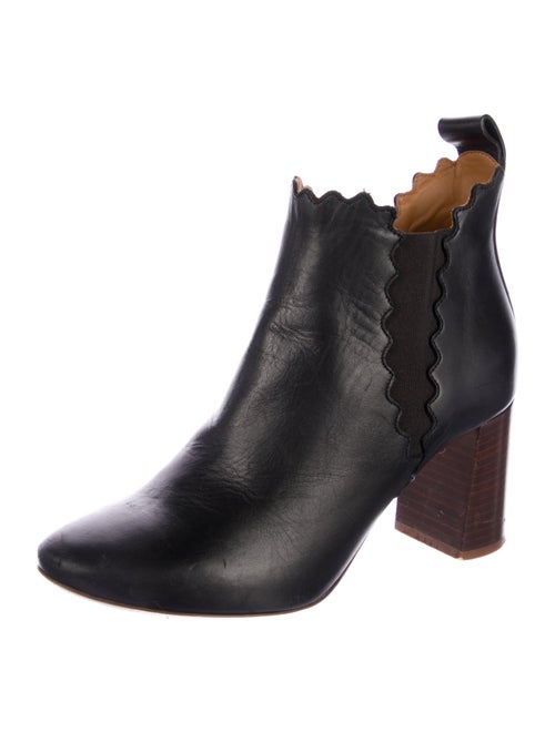 Chloé Leather Scalloped Accent Chelsea Boots