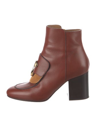Chloé Leather Colorblock Pattern Lace-Up Boots