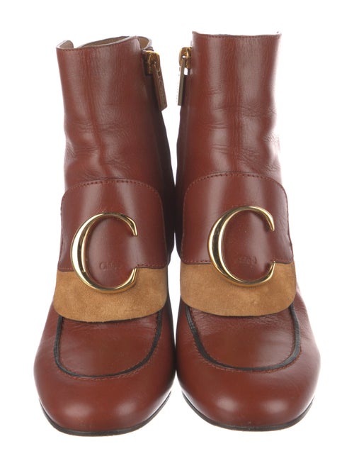 Chloé Leather Colorblock Pattern Lace-Up Boots