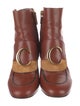 Chloé Leather Colorblock Pattern Lace-Up Boots