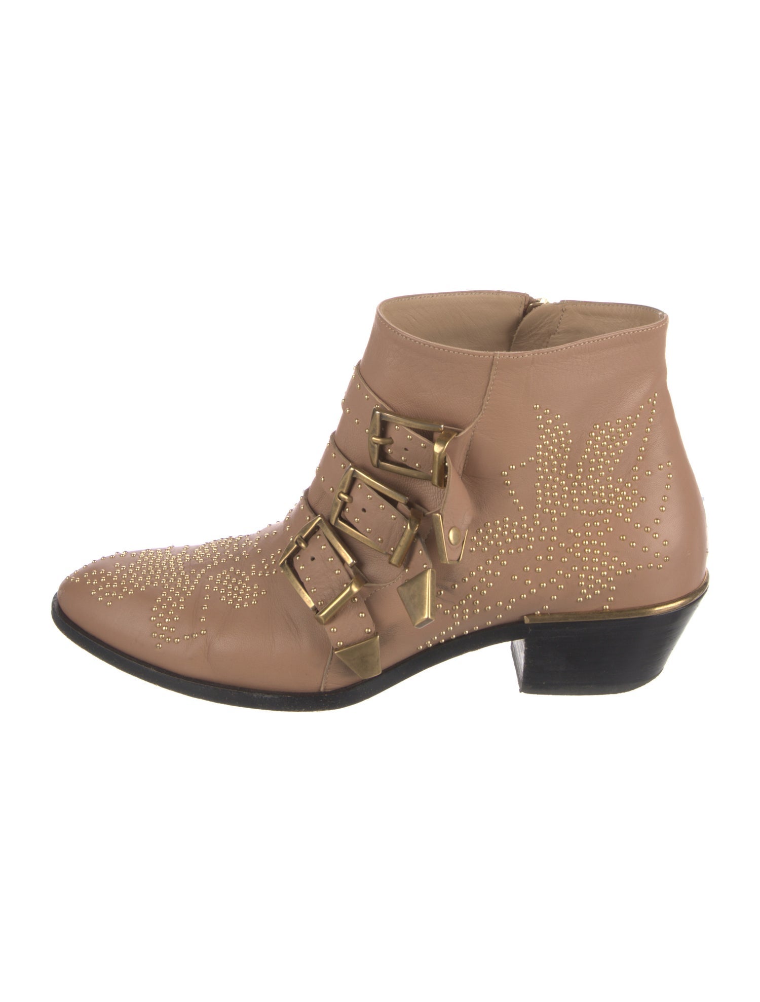 Chloé Leather Studded Accents Boots