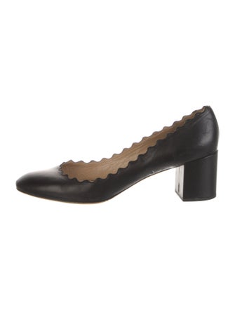 Chloé Leather Scalloped Accent Pumps