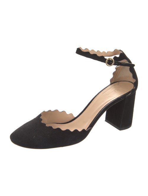 Chloé Suede Scalloped Accent D'Orsay Pumps