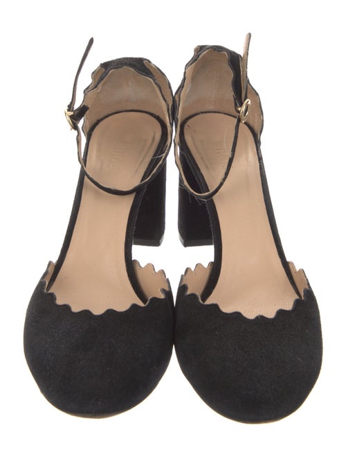Chloé Suede Scalloped Accent D'Orsay Pumps