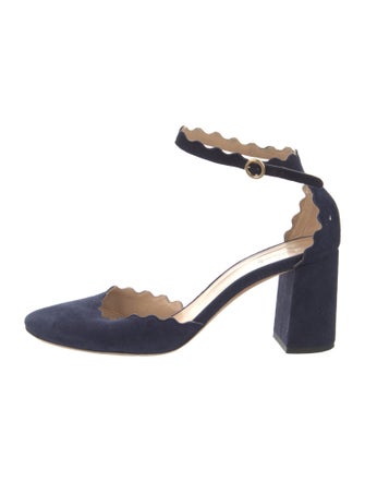 Chloé Suede Scalloped Accent D'Orsay Pumps