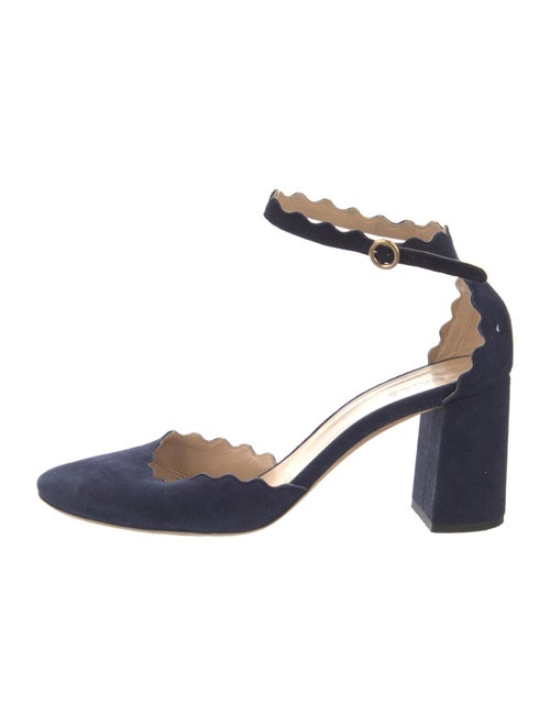 Chloé Suede Scalloped Accent D'Orsay Pumps