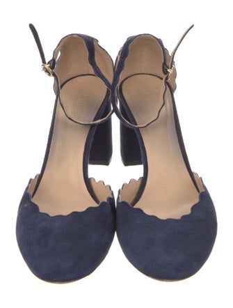 Chloé Suede Scalloped Accent D'Orsay Pumps