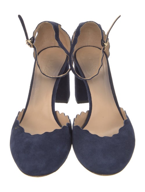 Chloé Suede Scalloped Accent D'Orsay Pumps