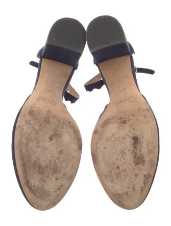 Chloé Suede Scalloped Accent D'Orsay Pumps