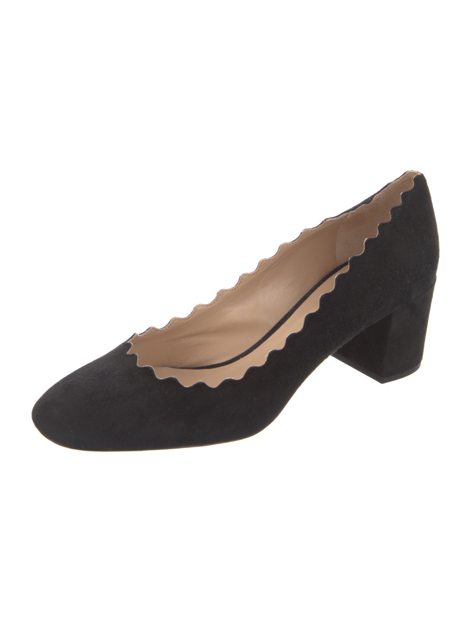 Chloé Suede Scalloped Accent Pumps
