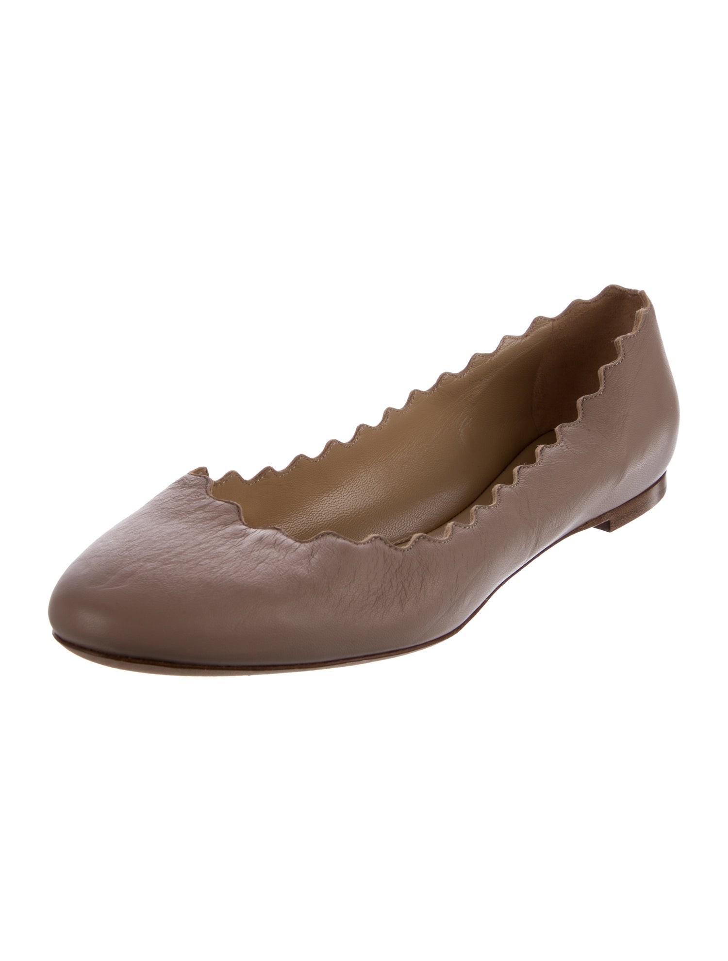 Chloé Leather Scalloped Accent Ballet Flats