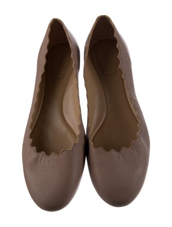 Chloé Leather Scalloped Accent Ballet Flats