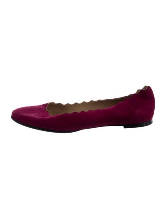 Chloé Suede Scalloped Accent Ballet Flats