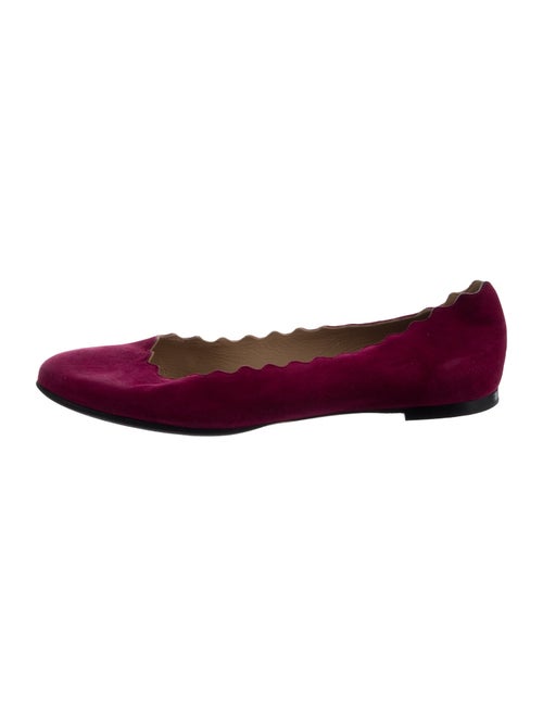 Chloé Suede Scalloped Accent Ballet Flats