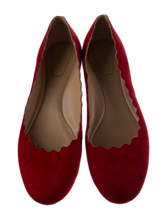 Chloé Suede Scalloped Accent Flats