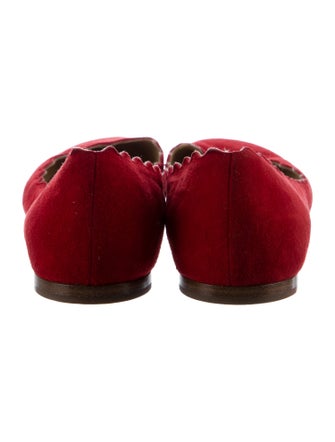 Chloé Suede Scalloped Accent Flats