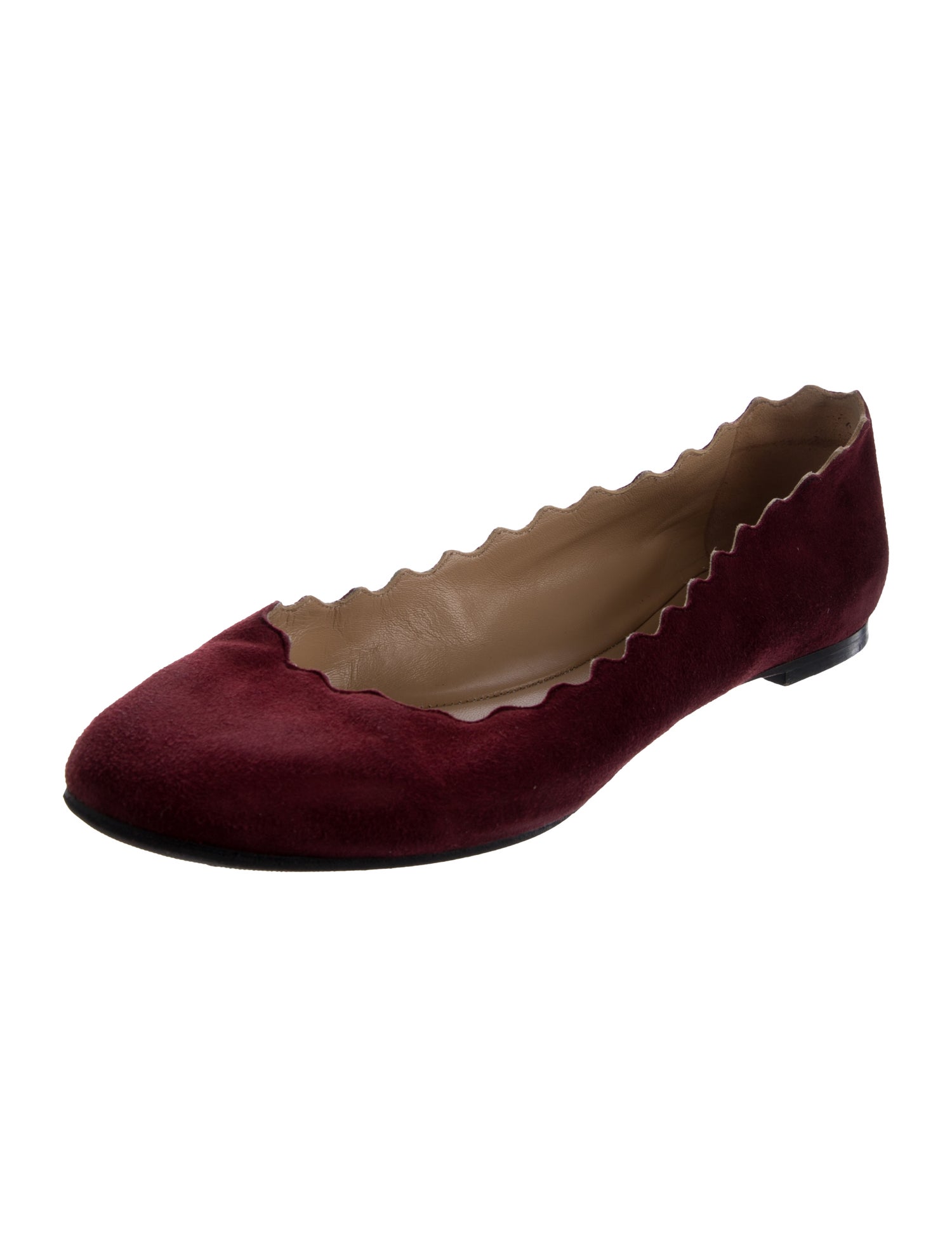 Chloé Suede Scalloped Accent Ballet Flats
