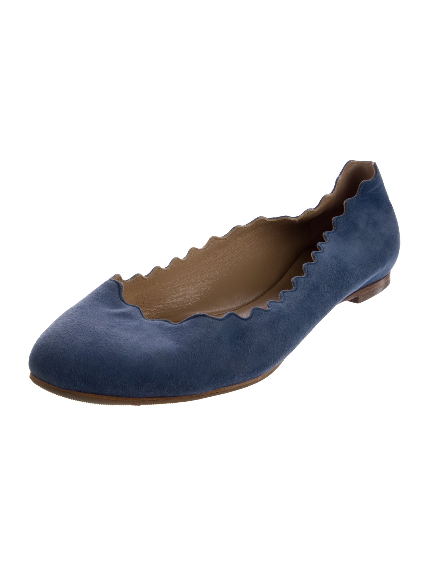 Chloé Suede Scalloped Accent Ballet Flats