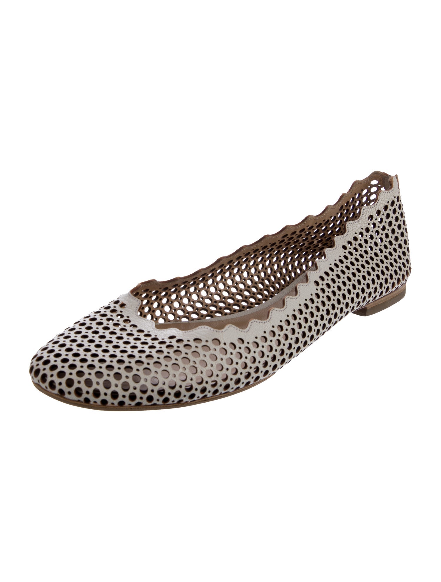 Chloé Leather Cutout Accent Ballet Flats