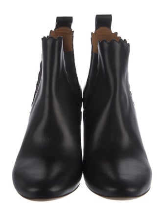 Chloé Leather Scalloped Accent Chelsea Boots