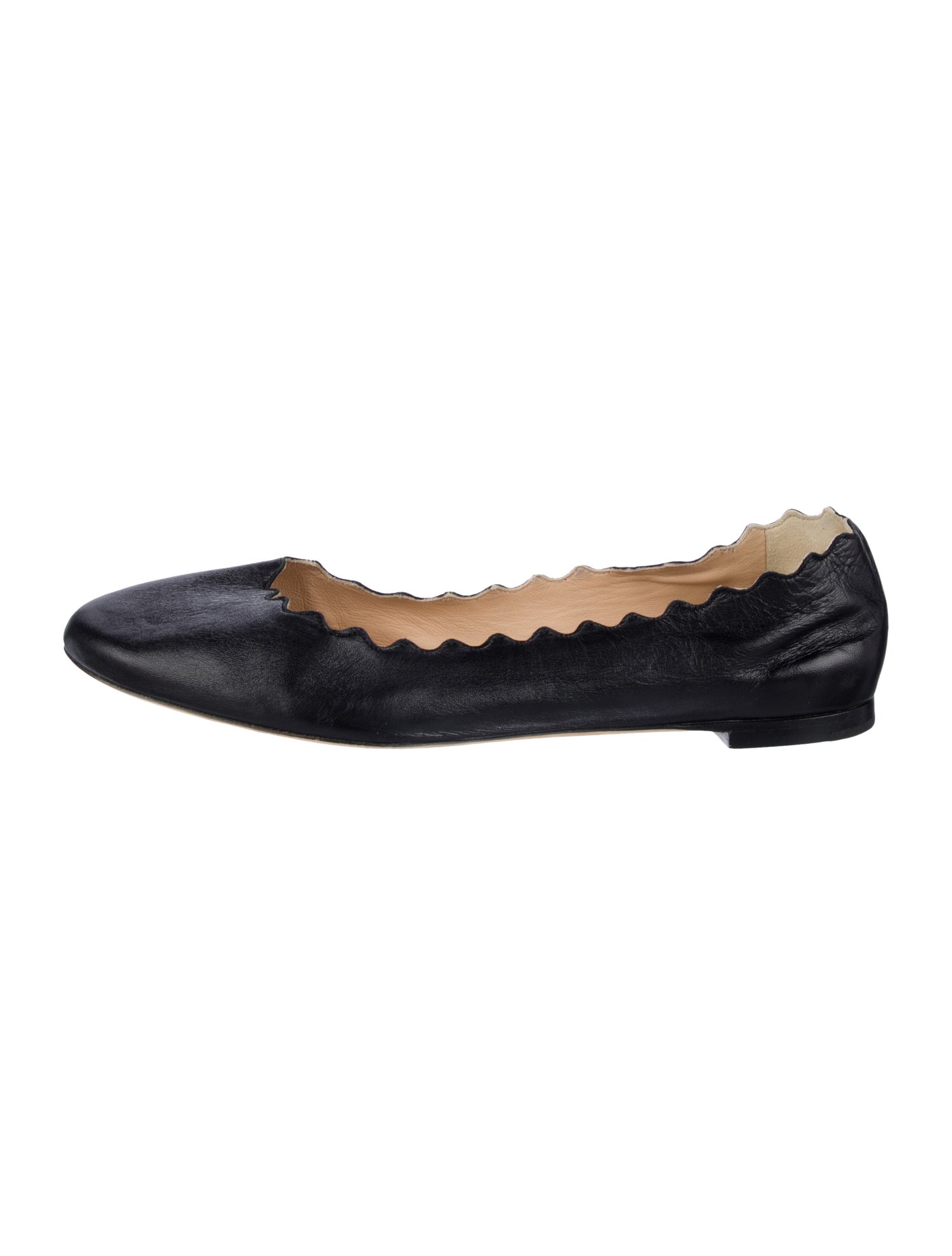 Chloé Leather Scalloped Accent Ballet Flats
